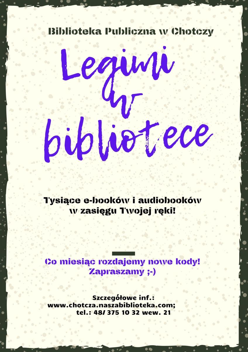 Plakat Legimi w bibliotece 